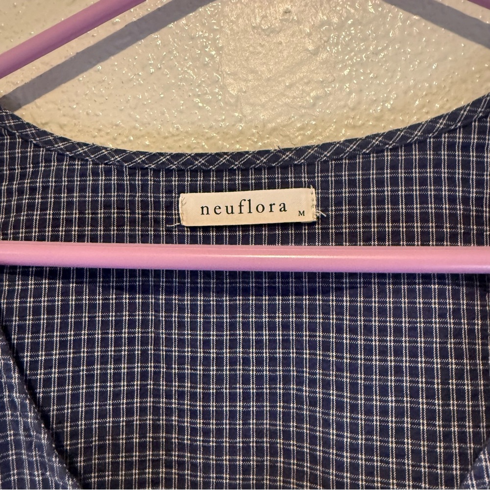 Neuflora Dover Blue Gingham Button-Front Dress - Picture 3 of 5
